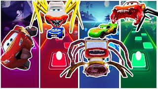 Eater Funny McQueen🆚 Eater Bus🆚Eater McQueen🆚Eater Red McQueen | Who is best?🎯in Tiles Hop EDM Rush🎶