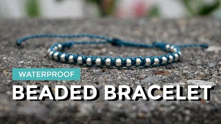 DIY Waterproof Beaded Square Knot Bracelet