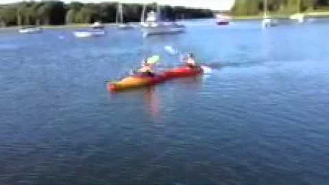 Sue & Pam kayaking in Wickford Harbor, RI