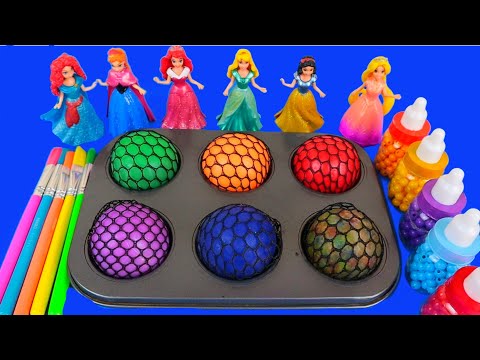 Satisfying Video l DIY | How To Make Rainbow  Pool With Disney Princess ASMR #11 Rainbow Bon Bon