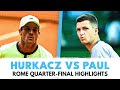 Crazy hubert hurkacz vs tommy paul match  rome 2024 quarterfinal highlights