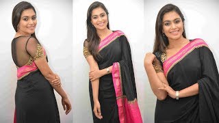 Sonu Gowda In Black Saree Kannada Actress At Fortuner Kannada Movie Audio Release