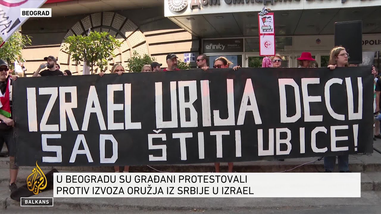 مسيرة تضامنية مع الفلسطينيين في بلغراد، تطالب بوقف تصدير الأسلحة إلى إسرائيل