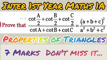 Inter 1st Year Maths 1A Properties of Triangles in telugu@maths naresh eclass
