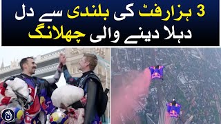 Austrian skydivers perform dangerous stunts from London’s famous Tower Bridge