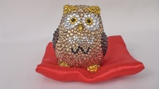 【スワロフスキー】　金運・開運ふくろう　ハンドメイド