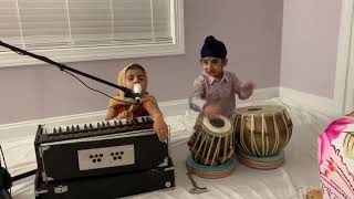 3 year old kids doing Waheguru Simran so energetically with Vaja and Tabla screenshot 2