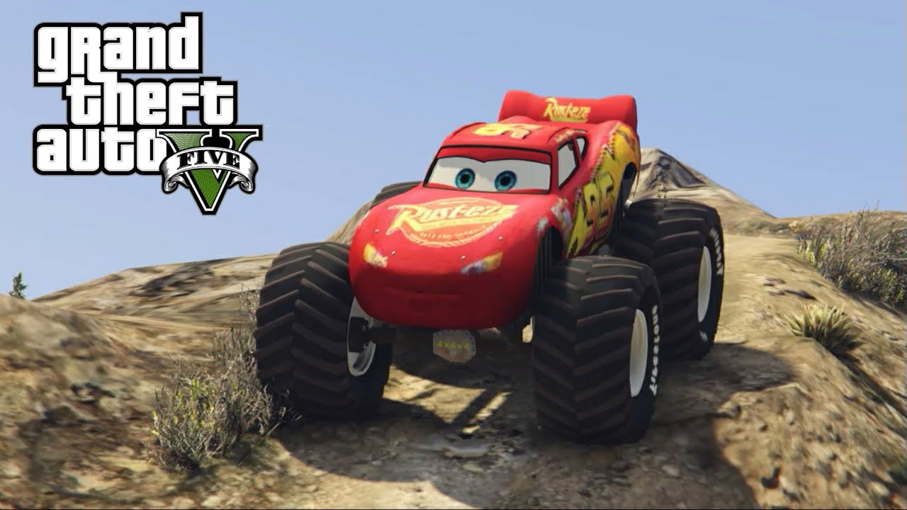 GTA 5 - Lighting McQueen Monster Truck - Disney Cars 3 - Off-Road Gameplay