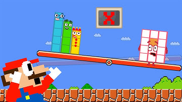 Mario vs the Giant Numberblocks mix level up maze - Learn to Count | Game Animation