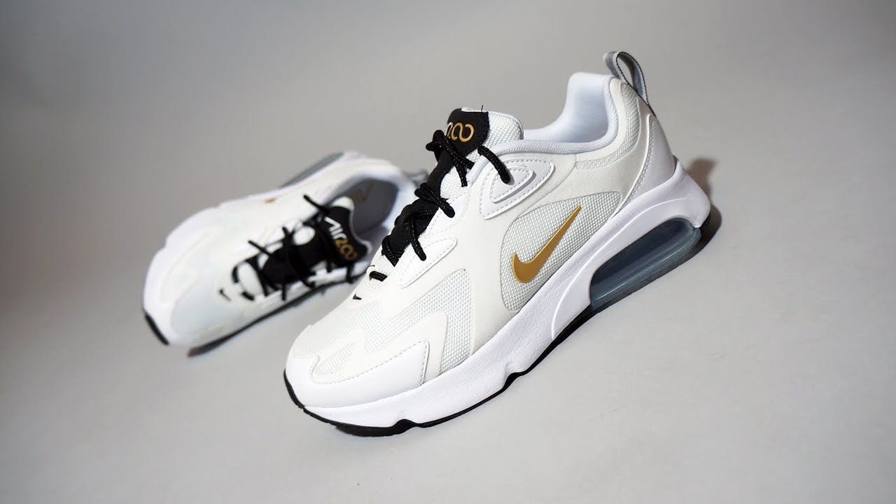 nike air max 200 women's white and gold