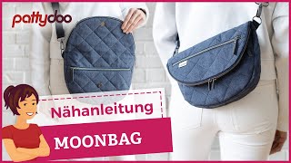 Die MUSST du nähen! Raffinierte Moonbag Umhängetasche 🤩 Aufklappbar & mit Reißverschlussfächern