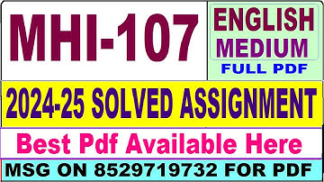 MHI 107 solved assignment 2024-25 || mhi 107 solved assignment 2025 in English || ignou mhi107 2025