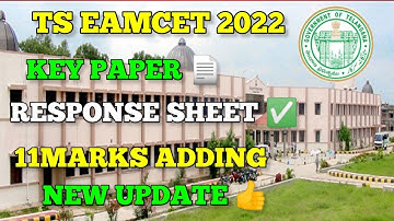 GOOD NEWS:TS Eamcet key paper,response sheet||live checking✅||results date released💥