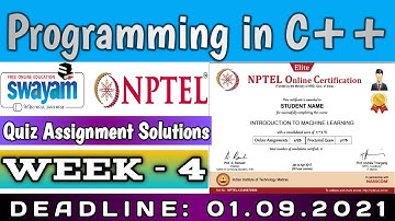 Programming in c++ week 4 NPTEL assignment solution quiz and programs With Proof 2021 || July 21
