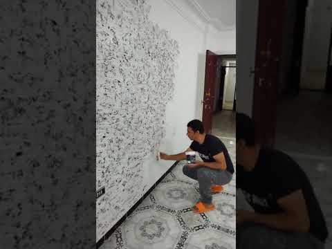 طريقه دهان الفلاور علي الحائط بأستخدام المالك
