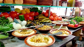 فول وحمص ومناقيش فطور لبناني تقليدي على الاصول  من مطعم عبود ful medames with hummus.