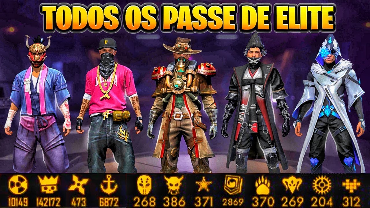 TODOS OS PASSES DE ELITE DO FREE FIRE  S1   S55  ATUALIZADO 2023