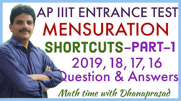 AP IIIT ENTRANCE TEST MENSURATION SHORTCUTS- PART-1-2019,18,17,16 QUESTIONS & ANSWERS | CUBE, CUBOID