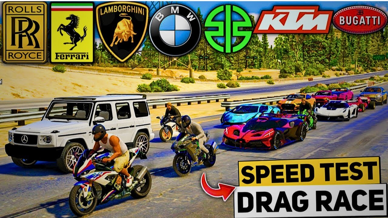 GTA 5: WORLD FAMOUS SPORTS CARS | FULL HIGHWAY DRAG RACE + SPEED TEST | GTA 5 MOD
