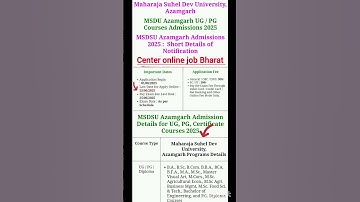 MSDU Azamgarh UG / PG Courses Admissions #2025 Maharaja Suhel Dev #university  , Azamgarh