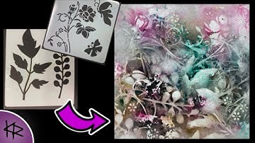 Reverse Stenciling WATERCOLOR demonstration Easy & Fun Art Journal Floral Background!
