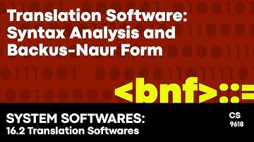 A2 Computer Science (9618): Translation Software | Syntax Analysis and Backus-Naur Form