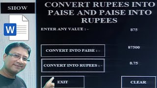 Convert Rupees into Paise || Paise To Rupees || Using Vba Code || In Ms Word || #msword #developer