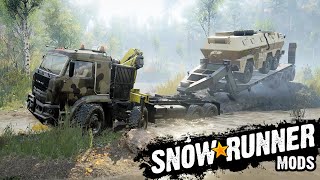 KAMAZ-6560 8x8 transporting TATRAPAN truck in Splitridge Peaks Map | SnowRunner Mods