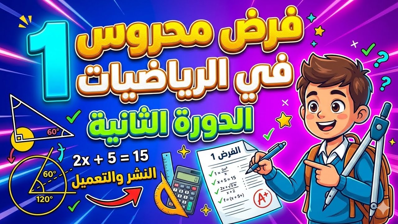 فرض محروس 1 في الرياضيات الثانية اعدادي الدورة الثانية 
