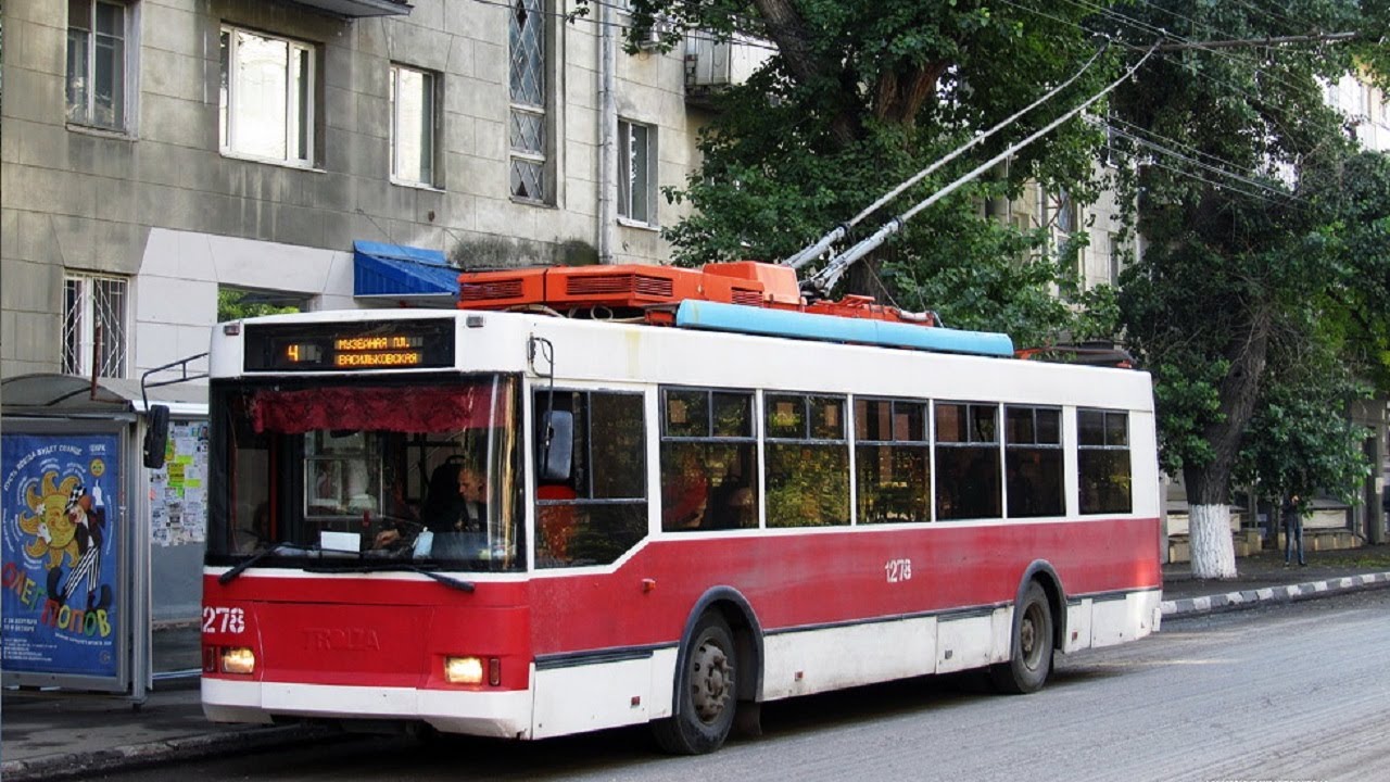 🔴Поездка на троллейбусе №1278; ТролЗа-5275.05 «Оптима»; маршрут №4; мост Ишимбай; город Саратов
