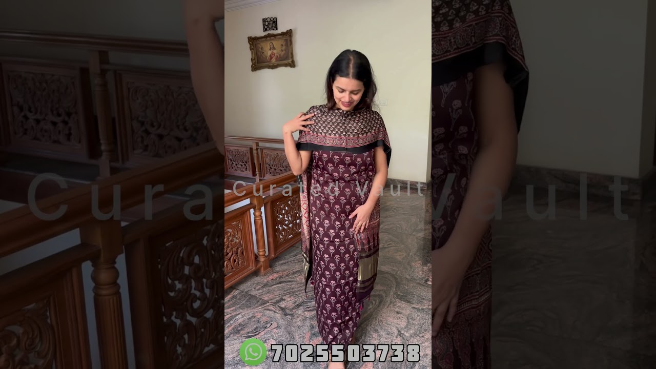 Pure Modal Silk 2Pc Set in Stole Pattern.WhatsApp 7025503738 for enquiries 