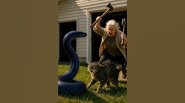 Grandma’s weapon shocks the python into retreat.#shorts #animals #nature #AI #aivideo #funny