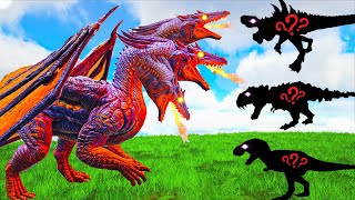 Dinosaur T rex Evolve to fight Lava Dragon  | ARK Dinosaurs Fighting