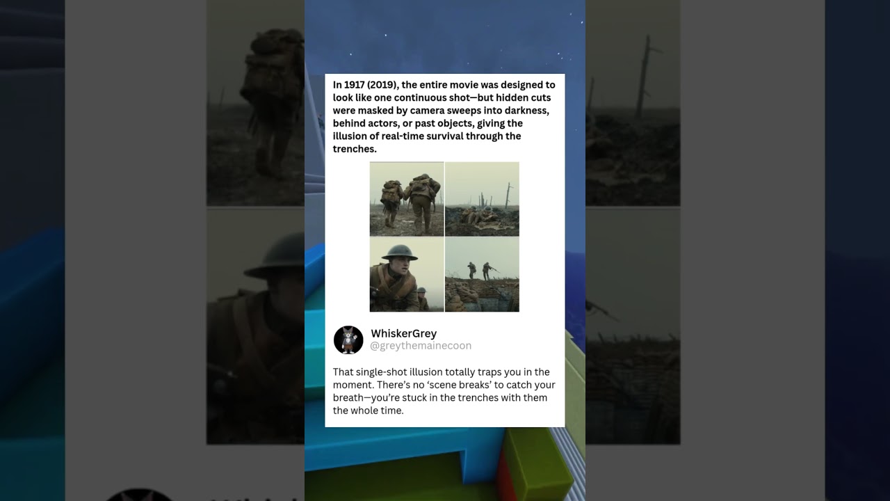 In 1917 (2019), the entire movie was designed to look like one continuous shot, but hidden cuts were