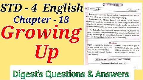Std - 4 English Lesson - 18 Growing Up Digest