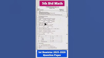 5th Std Maths 1st Semester Exam Question Paper 2025 2026 #shorts #maths #exam