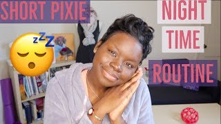 My Short Relaxed Pixie Cut Pin Curl Night Time Routine