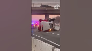 Stolen dump truck leads police on a chase moments before crashing, flipping