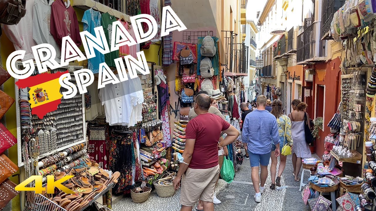 Granada Arabic Authentic Shopping Street Walking Tour Spain 🇪🇸 [4k