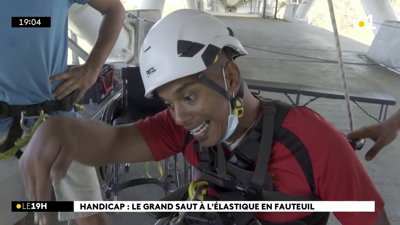 Session de saut à l’élastique pour une dizaine de personnes porteuses de handicap