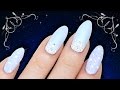 LUXE ICE BLUE SATIN NAILS, ELEGANT GLITTER &amp; CRYSTAL NAIL ART - CINDERELLA