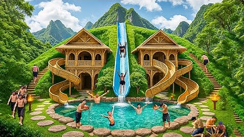 150-Day Challenge: Bamboo Villa House With Underground Swimming Pool Using Primitive Tools