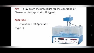 STANDARD OPERATING PROCEDURES: DISSOLUTION TEST APPARATUS