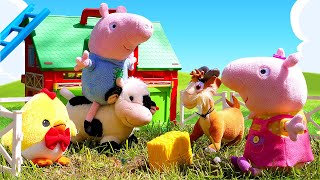 Çocuk oyunları! Peppa Pig çiftliğe gidiyor! Oyuncak videoları!