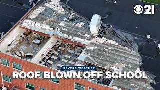 Roof blown off school as storms sweep across PA
