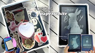 upgrading to KINDLE PAPERWHITE 🎀 ✨ cozy unboxing, accessories, setup & comparison with basic kindle