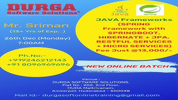 JAVA Frameworks Online Training @ DURGASOFT