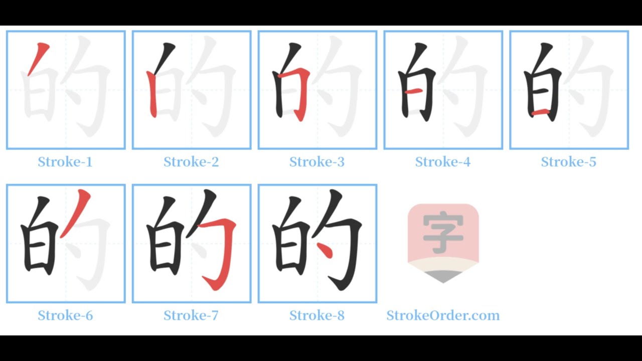 1.1 Write 的 (de) possessive particle (my, mine) 这本书是我的。 (Zhè běn shū ...