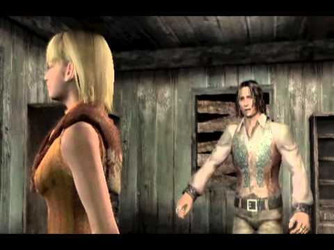 Resident Evil 4- game cutscenes- Leon and Ashley meet Luis with Ganados in pursuit