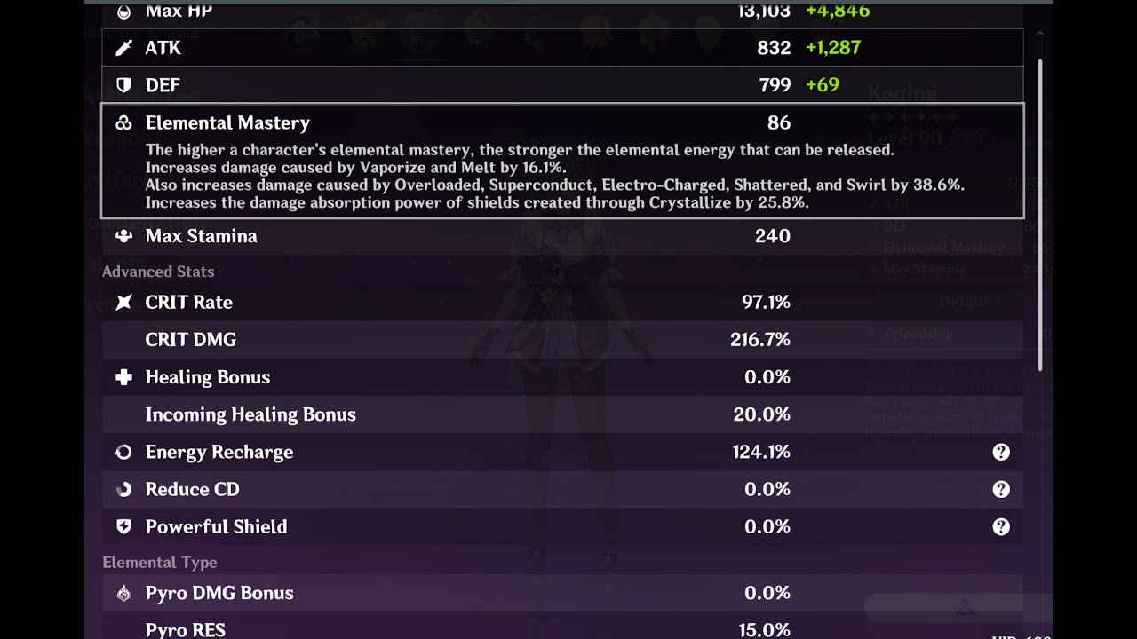 Level 90 Auto Keqing Physical Damage Test